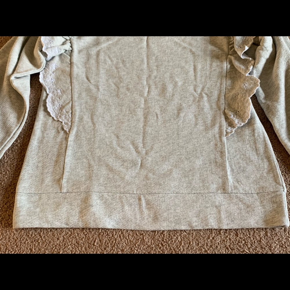 Loft Embroidered Ruffle Sleeve Sweatshirt Top S - Picture 9 of 16